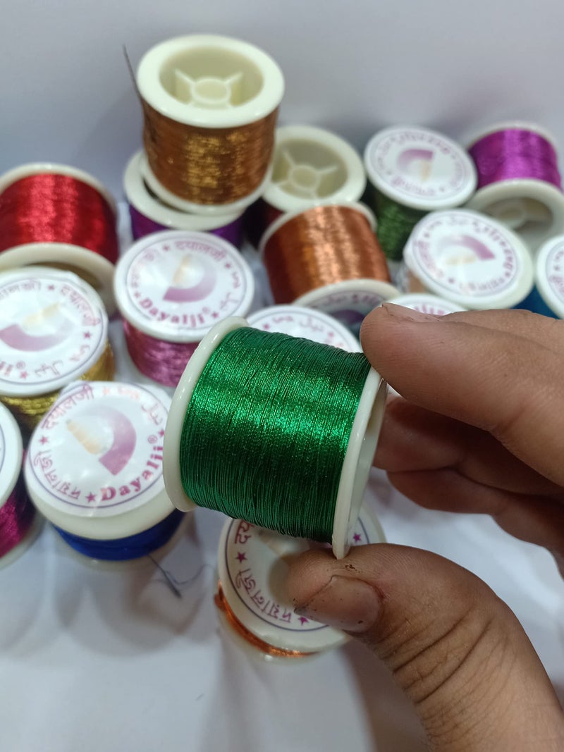 Unikart Premium Dayalji Multicoloured Zari Thread Pack of 20pcs for Aari/Maggam Embroidery, Art & Craft Work, Jewellery & Bangles Making Thread & DIY Kit. - Image 3
