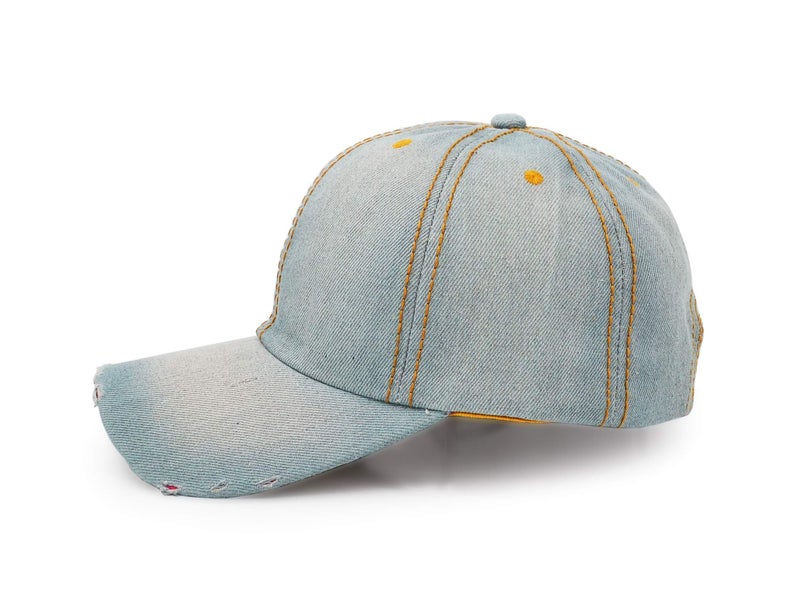 Denim Baseball Cap, Unisex Sport Hat Casual Women Men Sun Hat Outdoor Cowboy Cap Dilapidated Design Sky Blue - Image 3