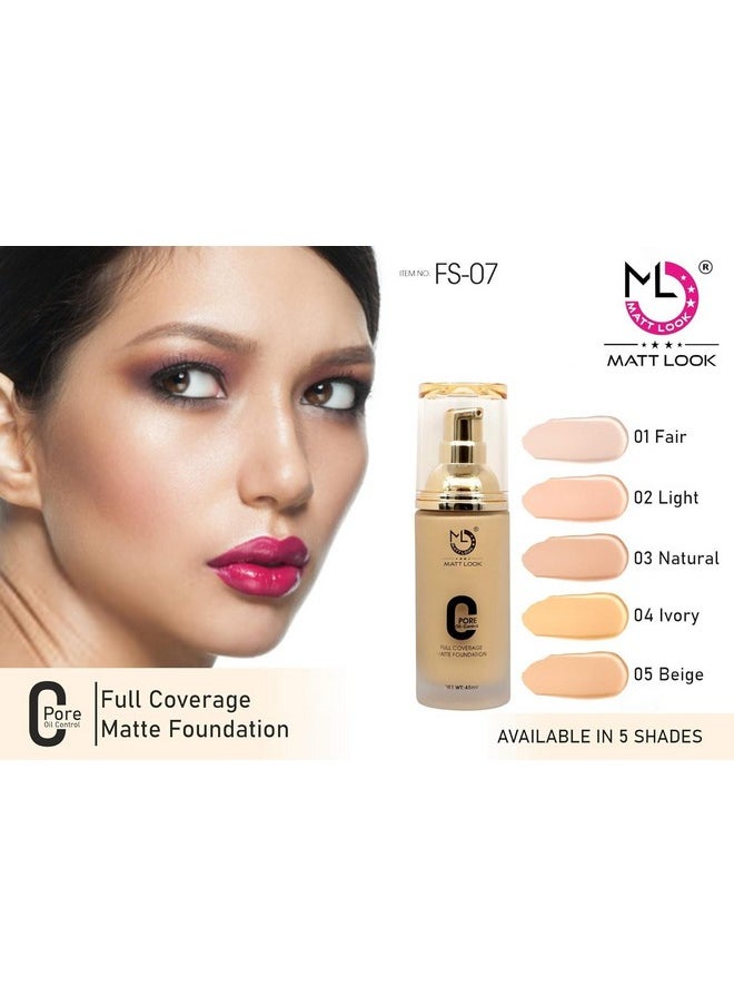 matt look Mattlook Zero Pore Oil Control Full Coverage Matte Foundation Natural (45Ml)  - Image 2