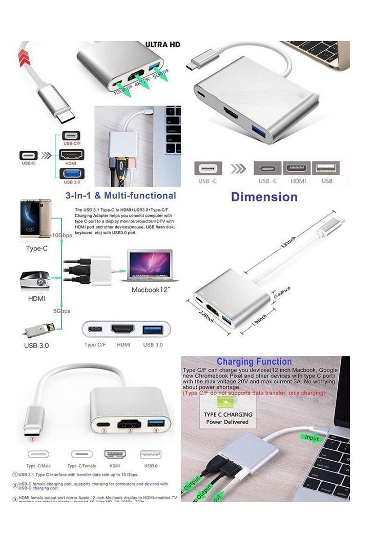 TYPE-C TO HDMI 3 IN 1 ADAPTER (HDMI+USB3.0+TYPE-C) - Image 4