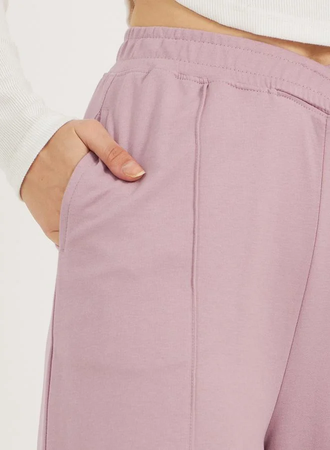 Styli Styli Cross Over Waistband Joggers with Pintuck Detail
