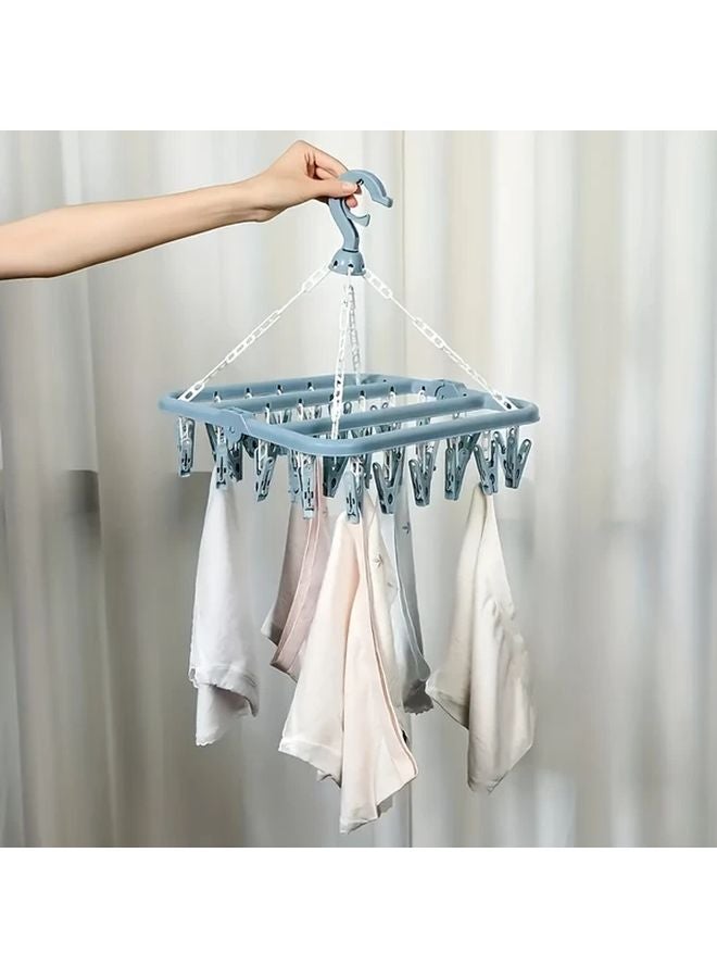 Green Wall Mounted Folding Clothes Hanger Large Capacity Space Saving Laundry Organizer - Image 3