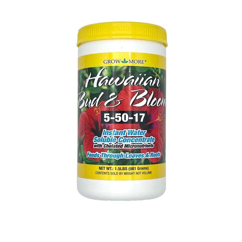 Grow More Urea-Free Hawaiian Bud and Bloom 5-50-17 Fertilizer - 1.5lbs of Water Soluble Bloom Booster Fertilizer for Flowers - High Phosphorus Flower Food for Enhanced Bud Formation & Vigorous Blooms - Image 1