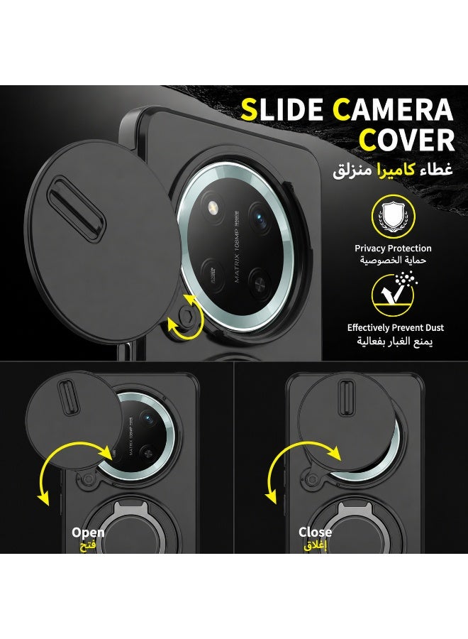 حافظة واقية Honor X9D مزودة بحامل حلقي مغناطيسي وغطاء كاميرا منزلق ودوران 360 درجة ومضادة للصدمات ودرع للجسم بالكامل جراب هاتف - Image 5