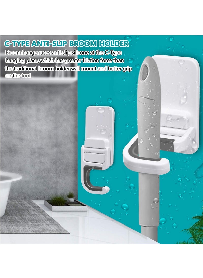 Bukela 6 Pack Broom Holder Wall Mount Mop Holder Broom and Mop Gripper Self Adhesive No Drilling Anti-Slip Mop Handle Hanger Household Cleaning Organizer, Holds up to 6 lb - Image 4