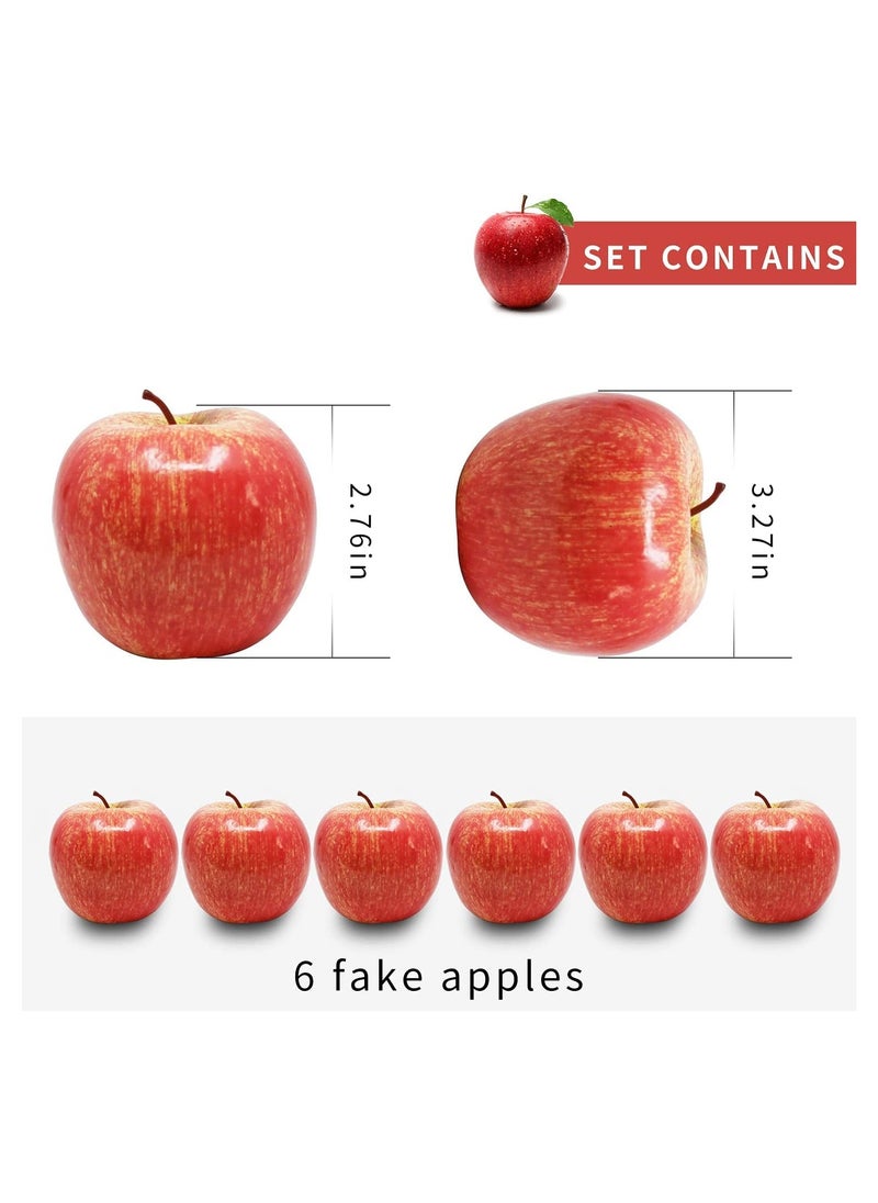 Zuleen Fruit Apples Set of 6 Artificial Fruits Lifelike Simulation Red Apples Fake Fruits for Home House Display Decoration Still Life Paintings Kitchen Decor Wedding Party  - Image 2