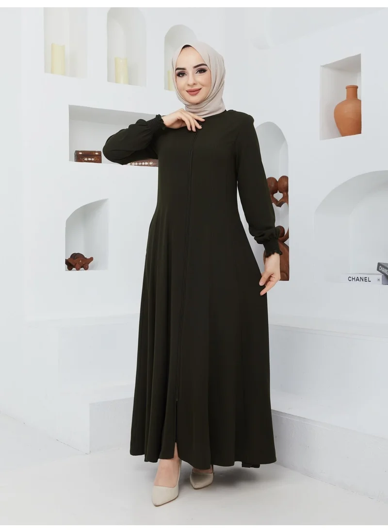Kmk Kombin KMK Combined Summer Mevlana Model Waist-fitted Flared Fereca Topcoat with Elasticated Sleeves