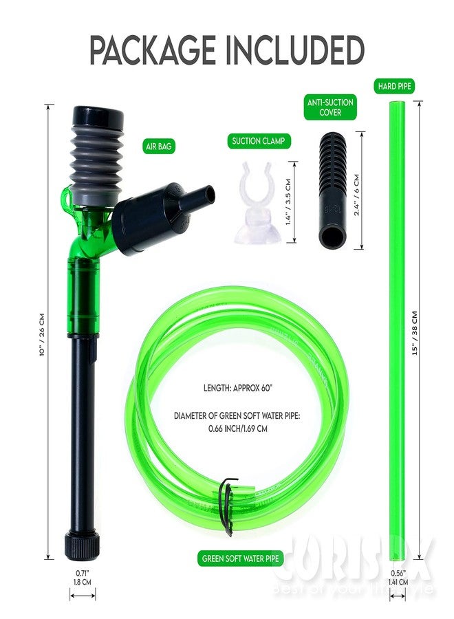 Corisrx Fish Tank Gravel Cleaner Vacuum - Labor-Saving 4 in 1 Compacted Aquarium Water Changer Filter Kit, No Spill 5 ft Water Hose Sand Vacuum, Aquarium Drain Pump Siphon - Gravel Vacuum (18"-23") - Image 3