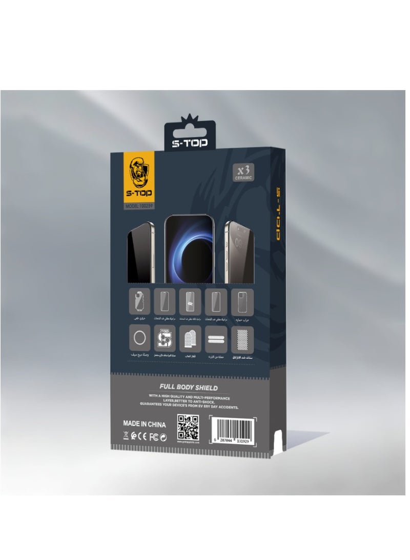 S-TOP New full protection package for iPhone 16 Pro Max with a case that supports wireless charging (MagSafe) and a grip with a wonderful and unique design for the case, complete protection for your device against scratches and falls (10 in 1), the original package from S-TOP - Image 2