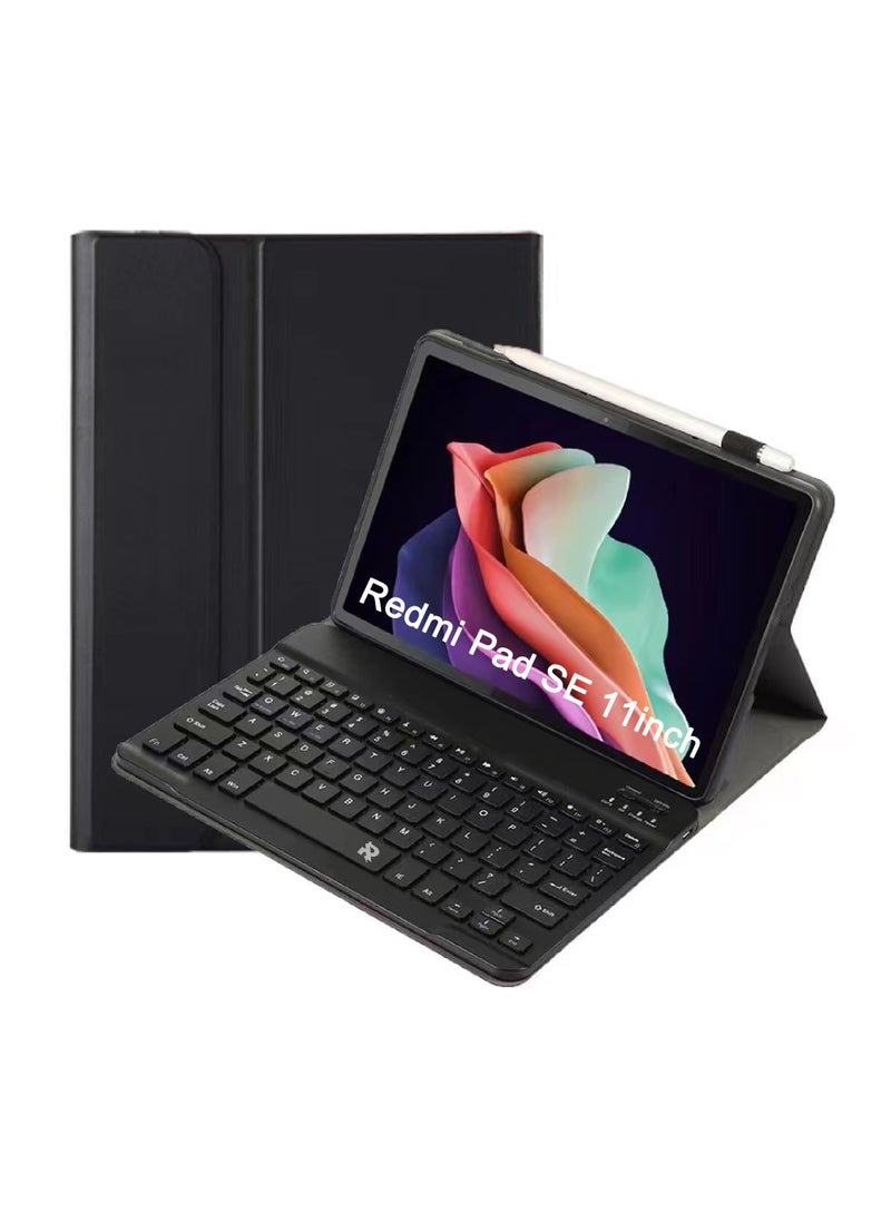 روك بو حافظة لوحة المفاتيح Xiaomi Redmi Pad SE للكمبيوتر اللوحي Redmi Pad SE غطاء مغناطيسي قابل للفصل لاسلكي باللغتين العربية والإنجليزية حافظات لوحة المفاتيح Xiaomi Redmi Pad SE (11 بوصة) 2023  - Image 1