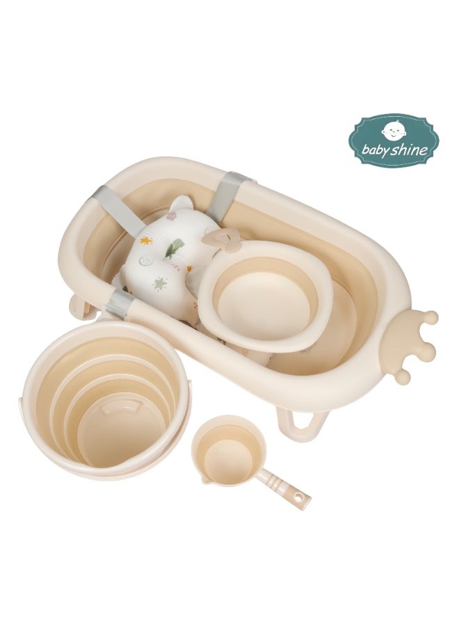 بيبي شاين مروش استحمام للأطفال 5 في 1 قابل للطي بتصميم امن وسهل التخزين لحديثي الولادة - Image 4