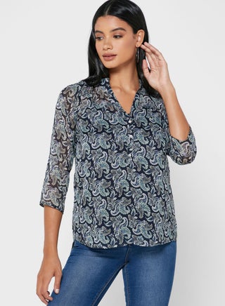V-Neck Printed Top