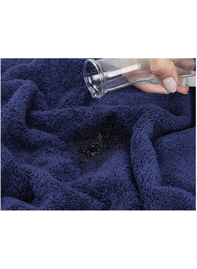 Safi Plus 6-Piece Towel Set 100% Turkish Genuine Cotton Super Soft & Absorbent Luxury Hotel Quality 600 GSM Cotton Bathroom Towels, 2 Bath Towels, 2 Hand Towels, 2 Washcloths, Navy Blue - Image 5