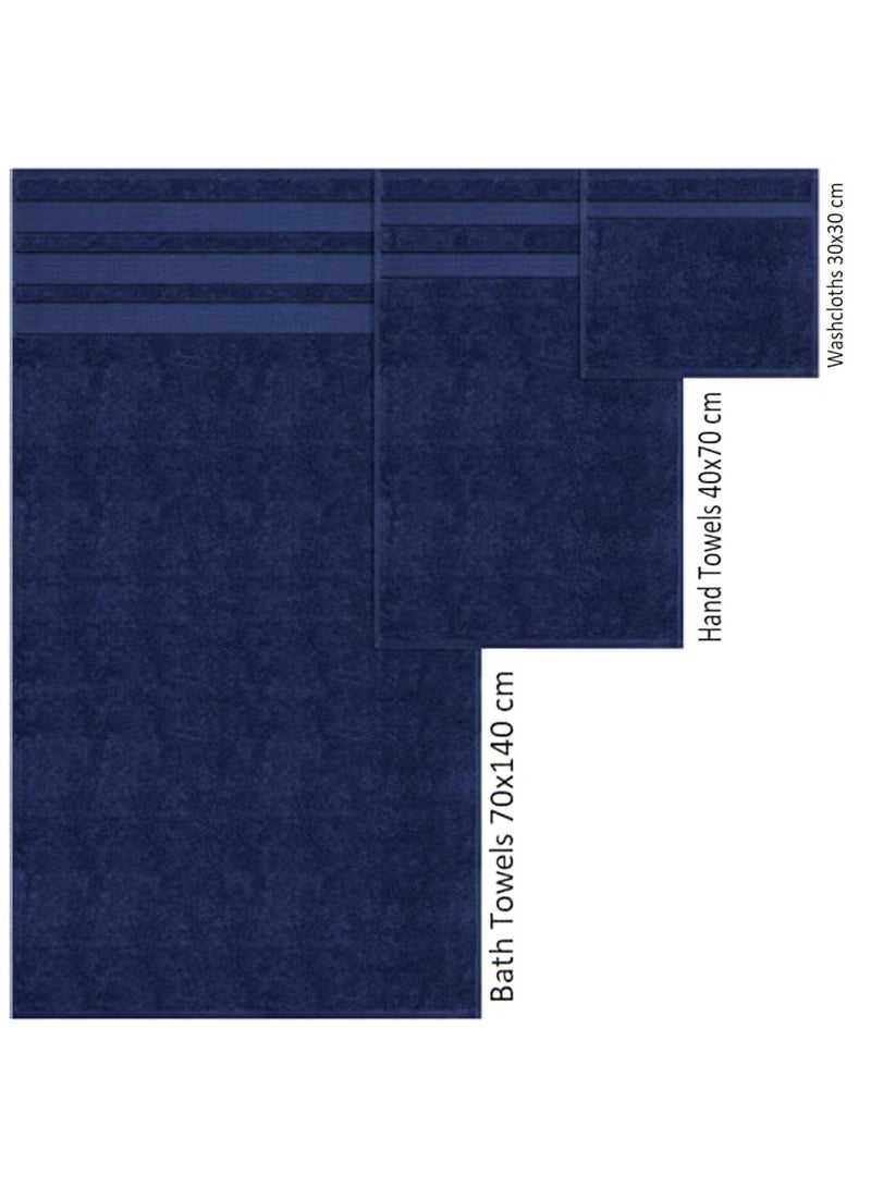Safi Plus 6-Piece Towel Set 100% Turkish Genuine Cotton Super Soft & Absorbent Luxury Hotel Quality 600 GSM Cotton Bathroom Towels, 2 Bath Towels, 2 Hand Towels, 2 Washcloths, Navy Blue - Image 4
