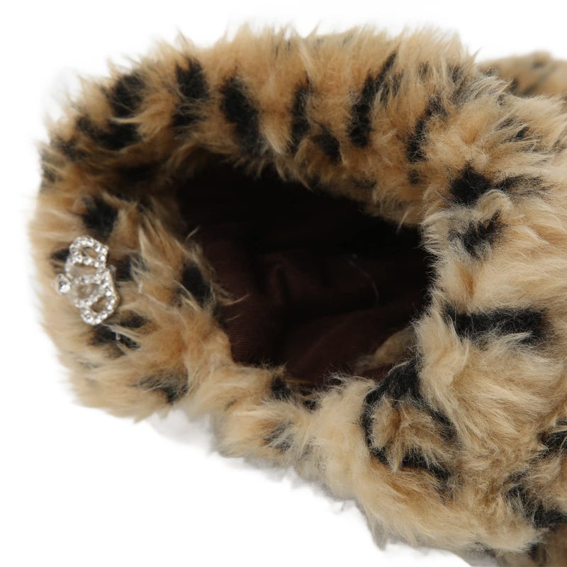 ariarly Leopard Print Sweater Dog Coat Pet Leopard Print Cloak Cute Retro Stylish Puppy Plush Jacket for Autumn and Winter (M) - Image 3