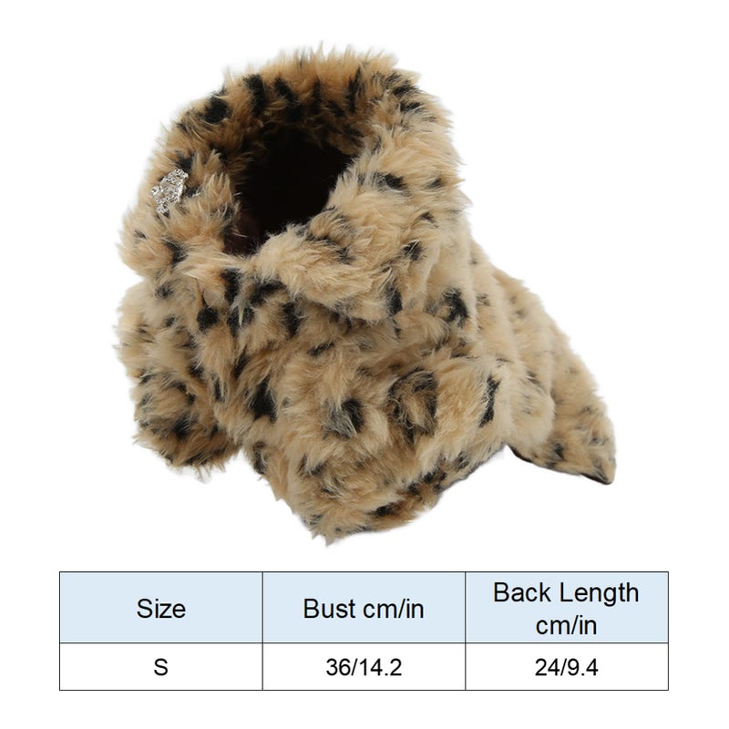 ariarly Leopard Print Sweater Dog Coat Pet Leopard Print Cloak Cute Retro Stylish Puppy Plush Jacket for Autumn and Winter (M) - Image 4