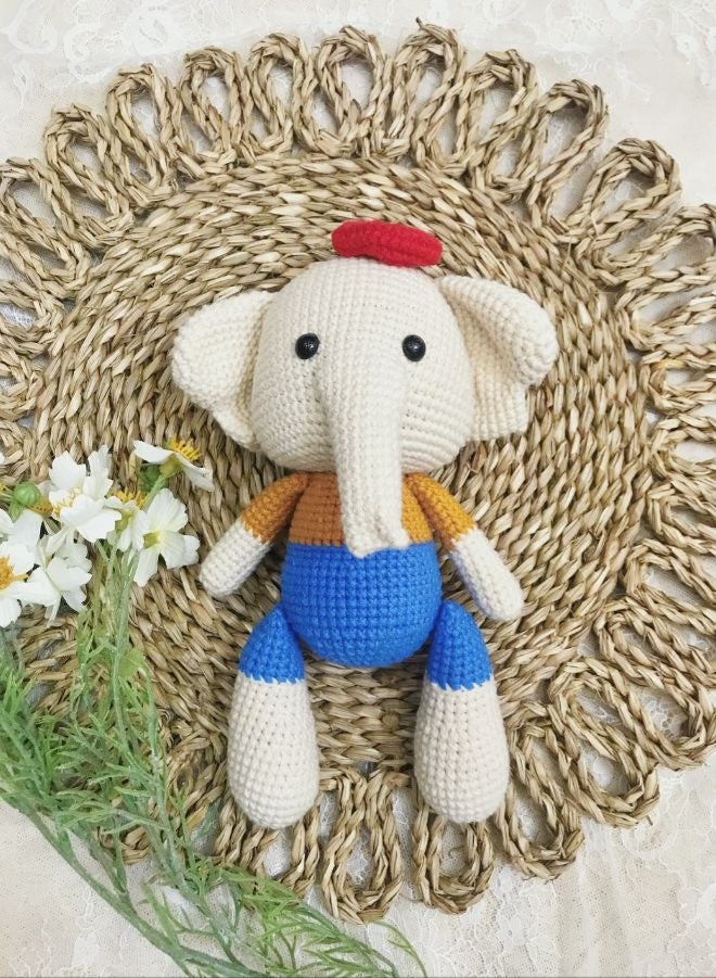 Fatio Handmade Crochet Elephant Doll – 27cm Soft Plush Toy - Image 1