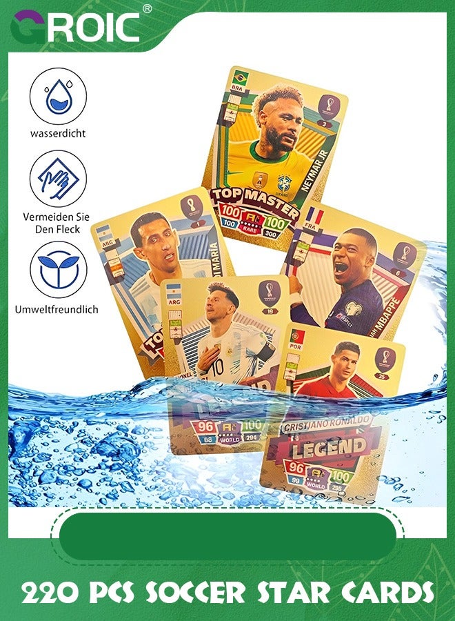 GROIC 4 Packs Soccer Star Cards, Gold & Rainbow & Black & Silver Soccer Mystery Cards Pack, Football Star Cards, Soccer Cards for Fans & Players, Random Covers and Different Cards, 220 Pcs Cards - Image 3