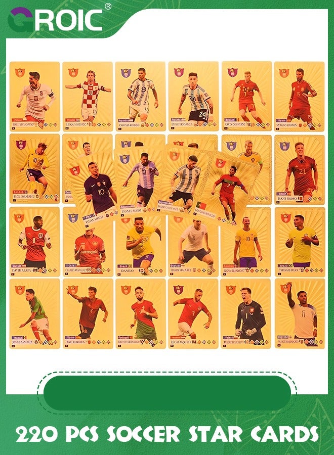 GROIC 4 Packs Soccer Star Cards, Gold & Rainbow & Black & Silver Soccer Mystery Cards Pack, Football Star Cards, Soccer Cards for Fans & Players, Random Covers and Different Cards, 220 Pcs Cards - Image 2