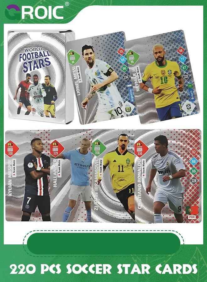 GROIC 4 Packs Soccer Star Cards, Gold & Rainbow & Black & Silver Soccer Mystery Cards Pack, Football Star Cards, Soccer Cards for Fans & Players, Random Covers and Different Cards, 220 Pcs Cards - Image 4
