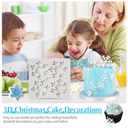 SK 3D Christmas Theme Silicone Fondant mold Snowflake Suger Cake Molds Chocolate Cake Decoration Mold (Style 1) - Image 5