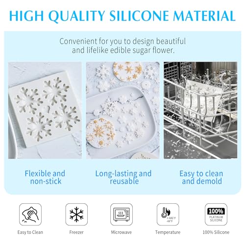 SK 3D Christmas Theme Silicone Fondant mold Snowflake Suger Cake Molds Chocolate Cake Decoration Mold (Style 1) - Image 3