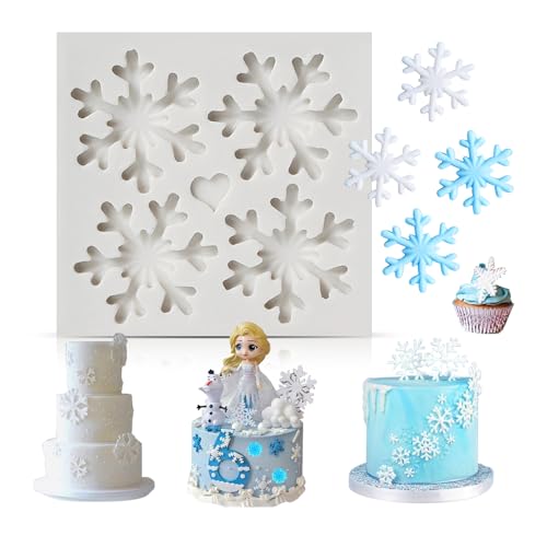 SK 3D Christmas Theme Silicone Fondant mold Snowflake Suger Cake Molds Chocolate Cake Decoration Mold (Style 1) - Image 1
