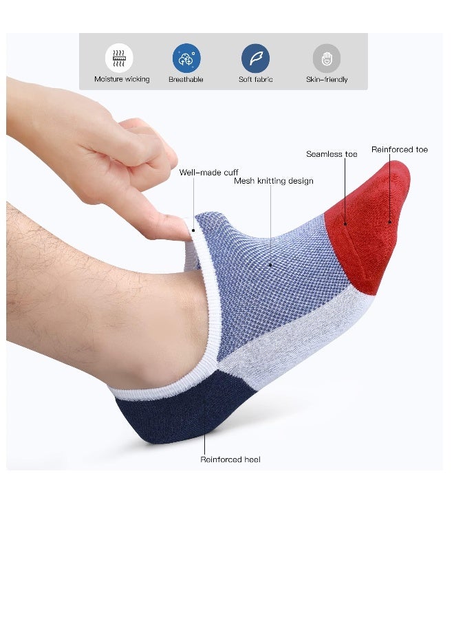 Men's No Show Socks 8 Pairs Invisible Cotton Ankle Socks with Anti-Slip Silicone Perfect for Sports and Daily Use EU Size 38-43 - Image 3