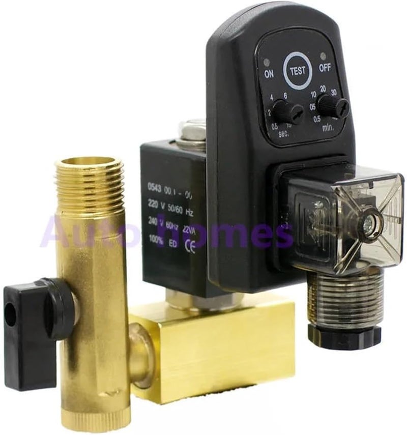 12V Electric Solenoid Valve 1 2 Inch Orifice 3mm Automatic Drain Timer Brass Fitting - Image 3