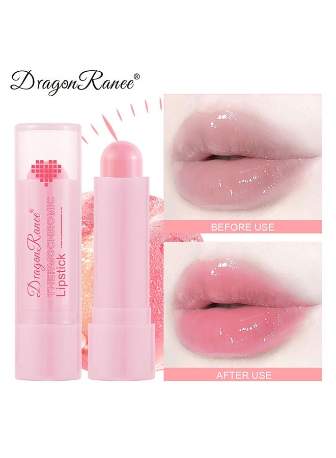 Dragon Ranee Thermochromic Lipstick，Peach Tinted Lipstick, PH Lip Color Changing Lipstick Balm For Women Girls, Mood Long Lasting Color Change Light Pink Lipstick Lip Tint ，Makeup Lip Plumper Gloss - Image 1