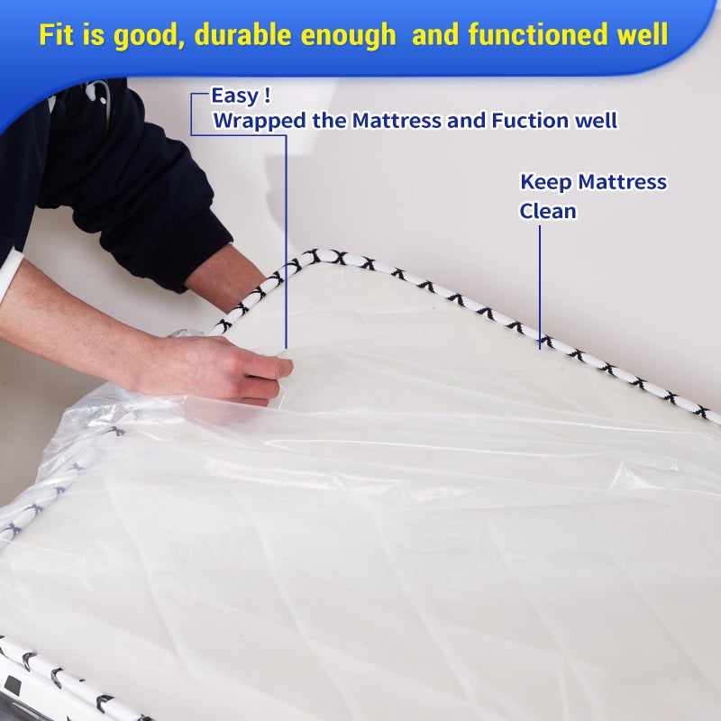 HEZEFAFA 1PK King Size Mattress Bag for Moving and Storage, Thick Plastic Mattress Protector Cover, Tear Risistance Mattress Bags for Moving King 100 x 78 x 15 inches - Image 5
