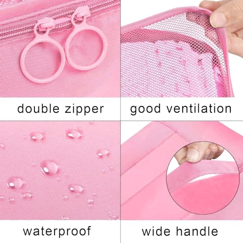 FLYNGO Nylon 8 Pcs Travel Organizer Pouch Packing Cubes For Clothes Space Savers Bags Cosmetics/Underwear/Socks/Shoes Toiletry Bag Laundry Organiser(Pink) - Image 3