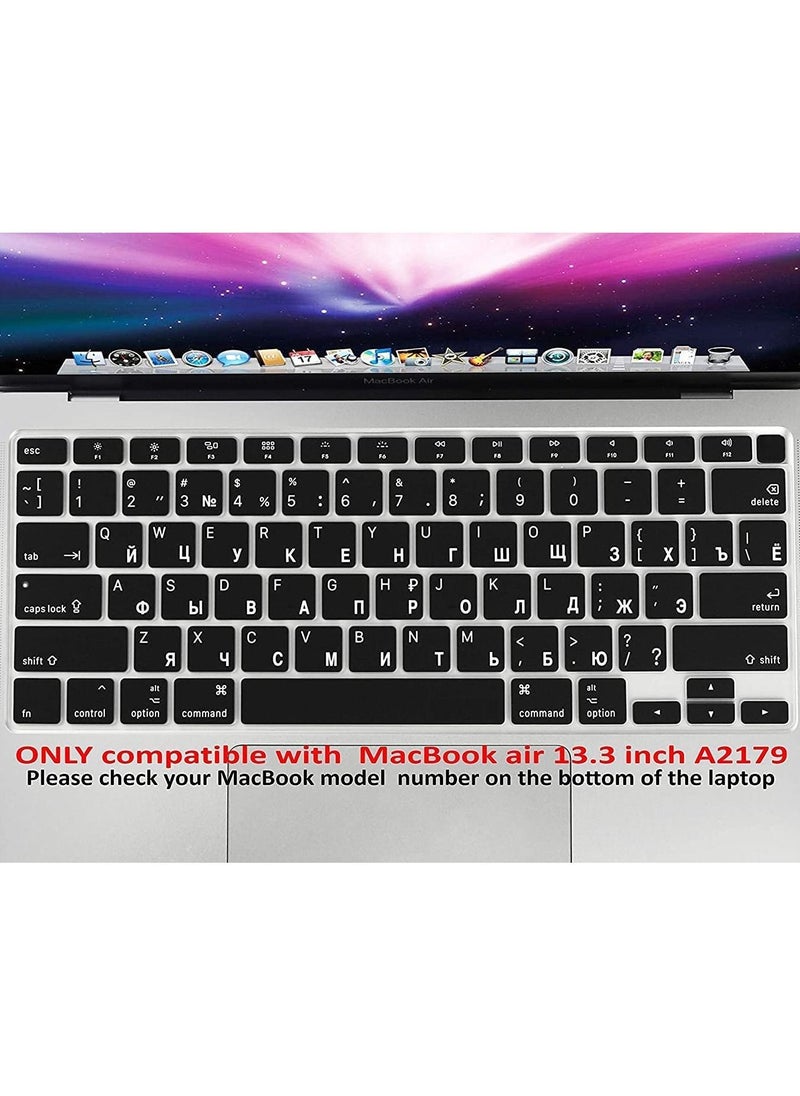 AMM US Layout Russian English Keyboard Cover for MacBook New Air 13-Inch with Retina Display and Touch ID Model A2179/A2337 Release 2020 Black  - Image 3