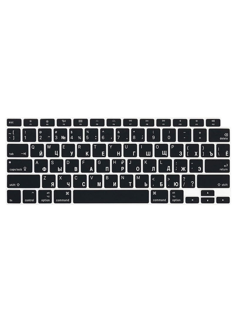 AMM US Layout Russian English Keyboard Cover for MacBook New Air 13-Inch with Retina Display and Touch ID Model A2179/A2337 Release 2020 Black  - Image 1