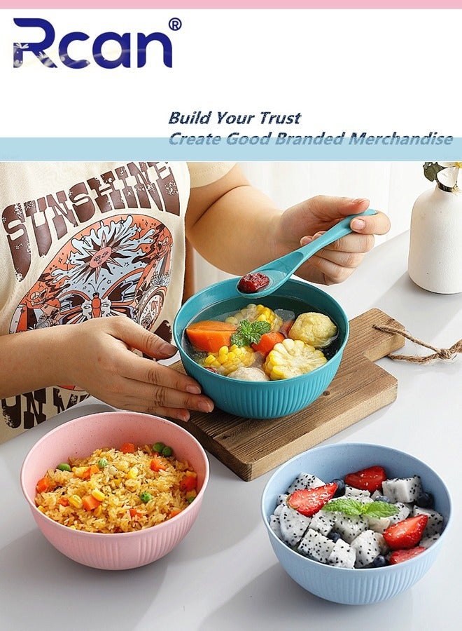 ركان طقم أدوات مائدة من قش القمح، 52 قطعة من أدوات المائدة، مجموعة أدوات مائدة قابلة لإعادة الاستخدام وغير قابلة للكسر للأطفال والكبار، آمنة للاستخدام في الميكروويف وغسالة الأطباق، أطباق وأكواب وأوعية، لمطبخ السكن الجامعي والنزهات والسيارات الترفيهية - Image 2