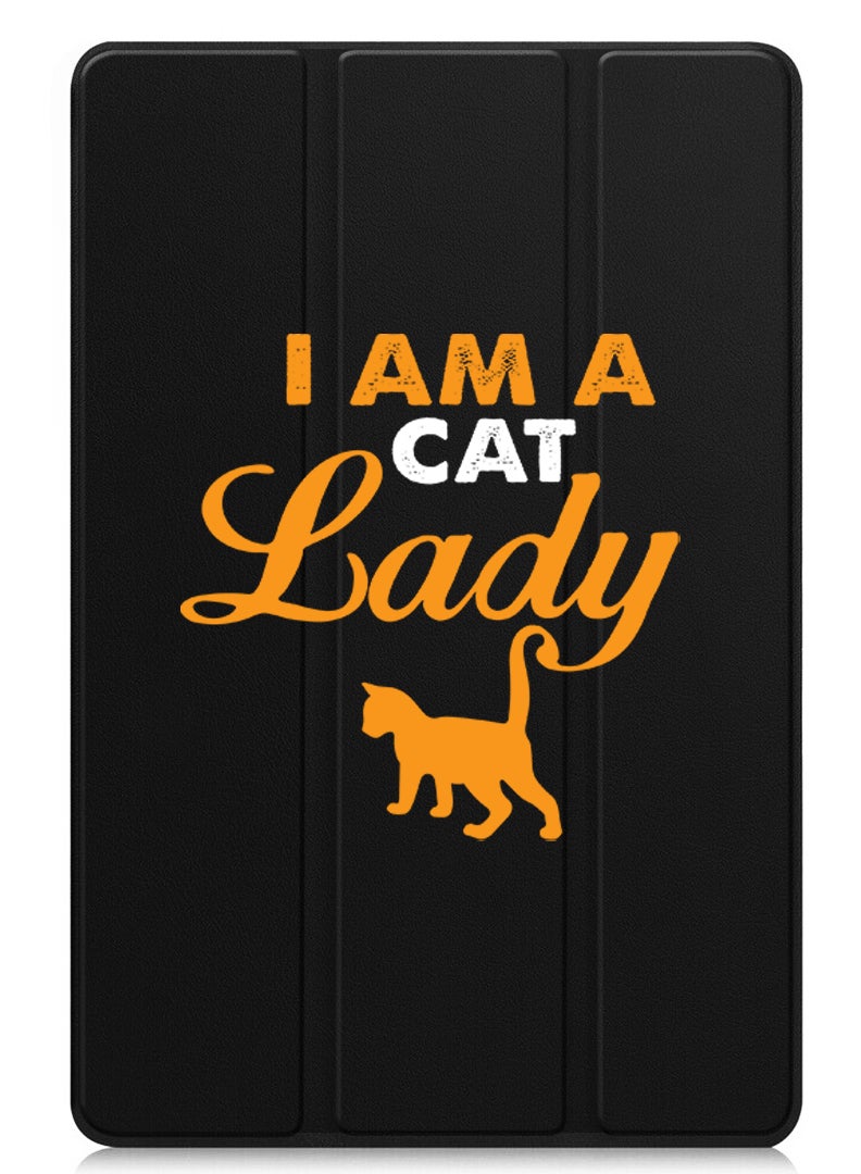 Theodor Protective Flip Case For Apple iPad Pro 11 (2024) With Trifold Stand Auto Wake Sleep Shockproof Cover I am a Cat lady - Image 1