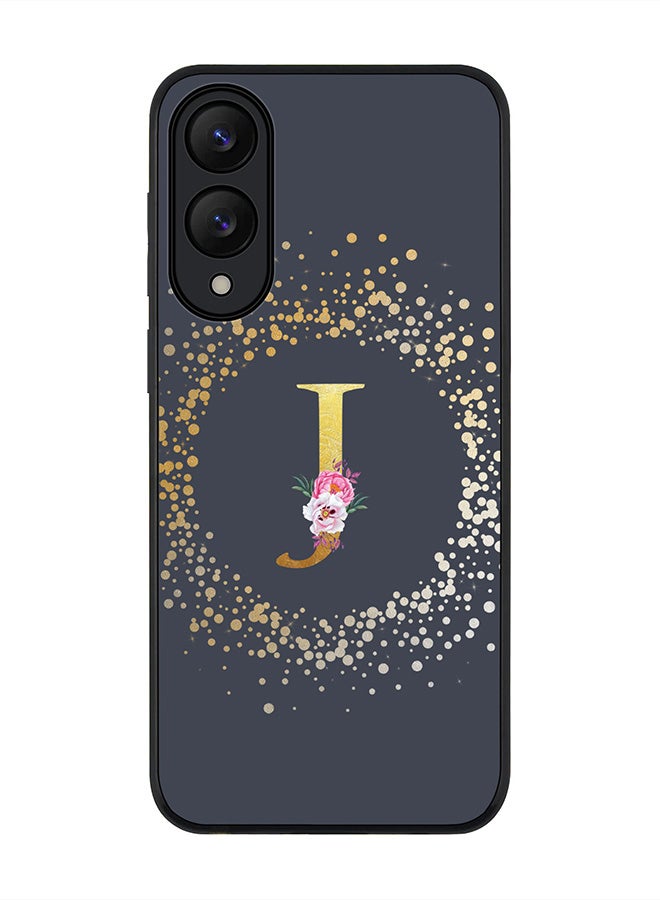 Stylizedd For Samsung Galaxy S25 Edge Case,Slim fit Camera Protection, Shockproof Thin Phone cover  - Custom Monogram Floral - J  (Grey )