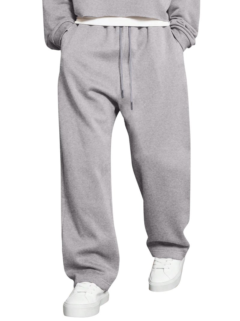 JMIERR Mens Wide Leg Sweatpants Baggy Lounge Travel Cargo Pants Fall Fashion Outfits 2026 Winter Clothes Joggers, 2XL, Light Grey - Image 1