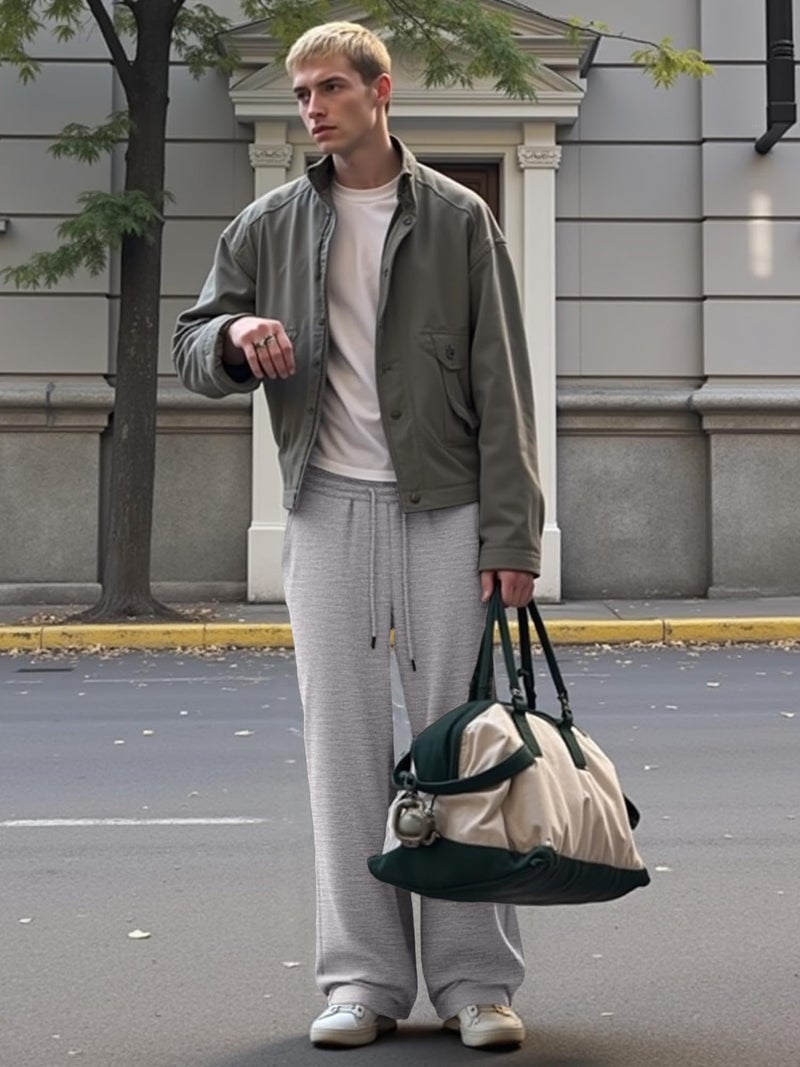 JMIERR Mens Wide Leg Sweatpants Baggy Lounge Travel Cargo Pants Fall Fashion Outfits 2026 Winter Clothes Joggers, 2XL, Light Grey - Image 4