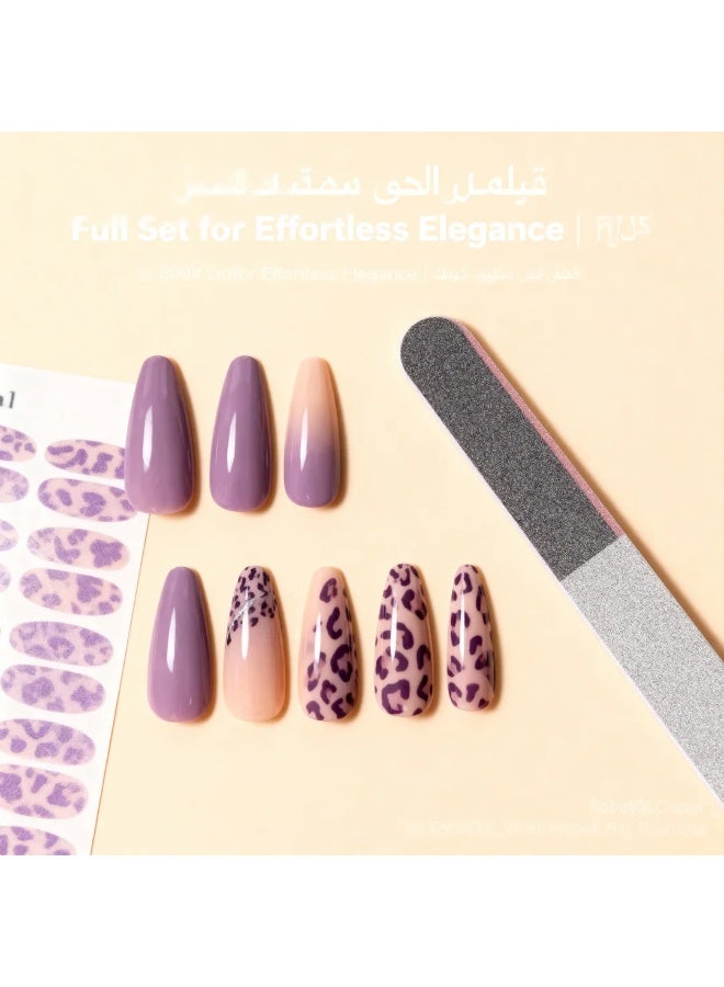 Orange Life Almond Press On Nails Nude Pink Mauve Leopard Accent Glossy Fake Nails Full Cover Artificial Nails Reusable Stick On Nails Acrylic Nail Tips Soft Gel Nail Set Stylish Elegant Nails for Women Casual Office Party Wedding Long Wear Salon Finish - Image 5