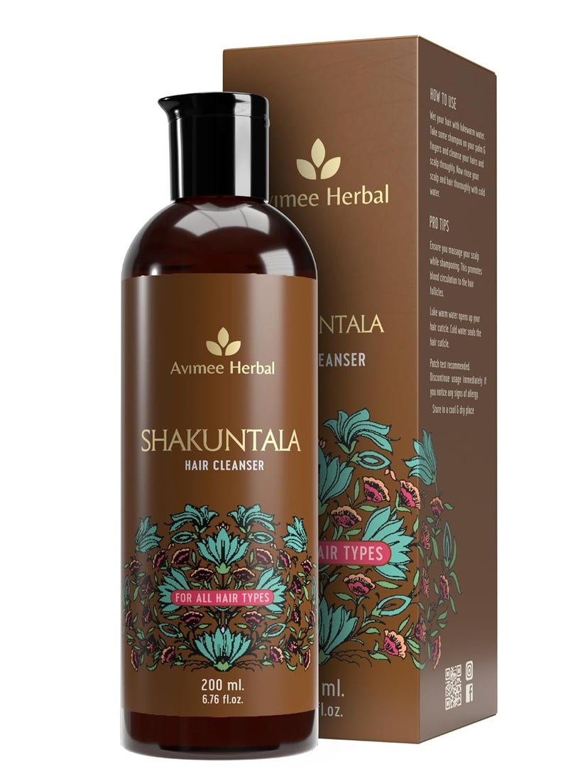 Shakuntala Hair Cleanser, For Silky Hair, With Aloe, Apple Cider, Rice and Keratin Protein, SLS and Paraben Free, 200 ml