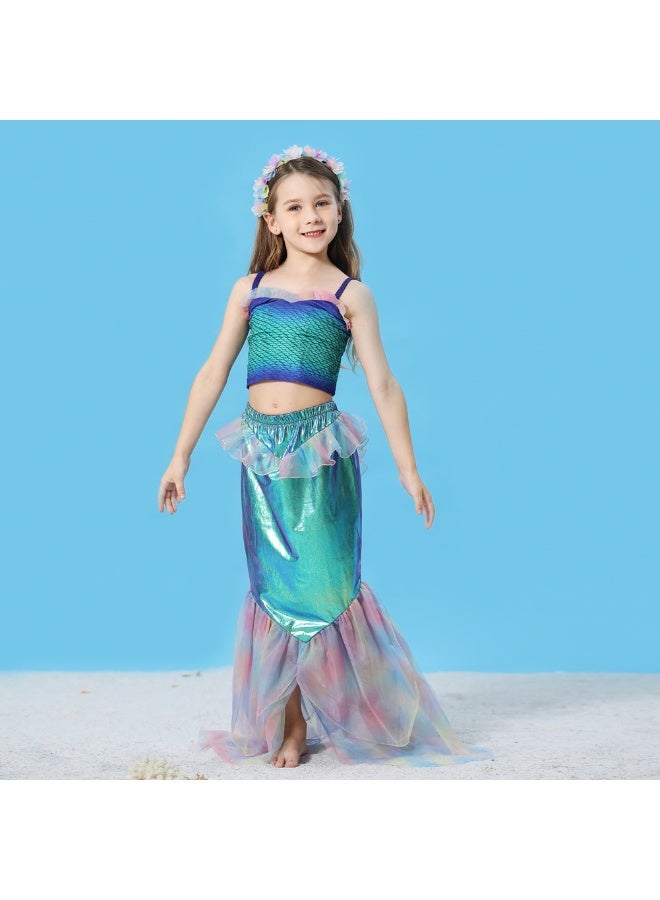 فستان تنكر لفتاة الحورية الصغيرة لعيد الهالوين - زي مميز لأرييل مع سترة صدفة لؤلؤية وتنورات تول بنفسجية مرصعة بالخرز - Image 1