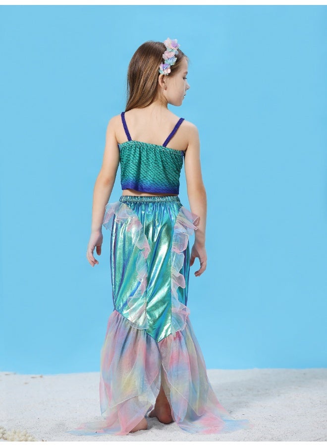 فستان تنكر لفتاة الحورية الصغيرة لعيد الهالوين - زي مميز لأرييل مع سترة صدفة لؤلؤية وتنورات تول بنفسجية مرصعة بالخرز - Image 2