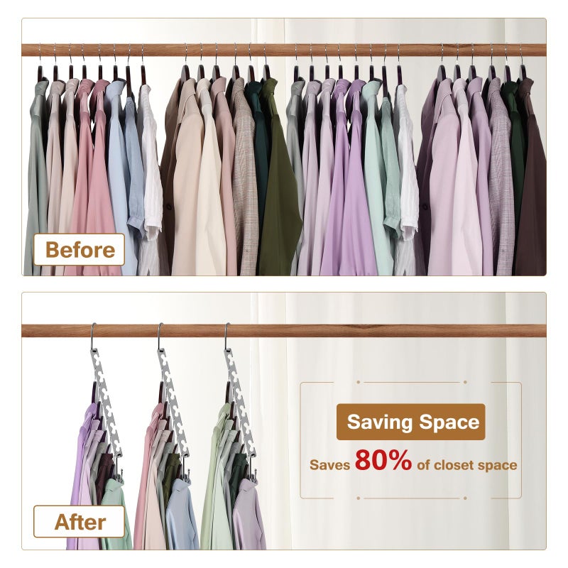 Sindax Space Saving Hangers for Clothes 6 Pack, Sturdy Metal Hangers Wardrobe Organizer, Magic Cascading Hanger, Closet Space Saver Closet Organizers and Storage - Image 4
