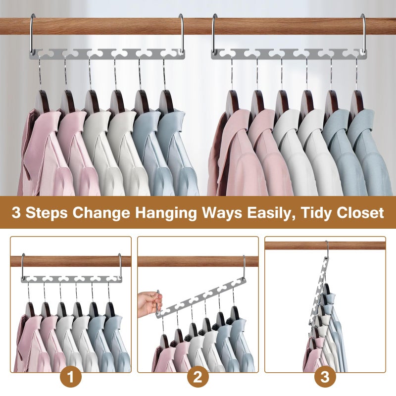 Sindax Space Saving Hangers for Clothes 6 Pack, Sturdy Metal Hangers Wardrobe Organizer, Magic Cascading Hanger, Closet Space Saver Closet Organizers and Storage - Image 3