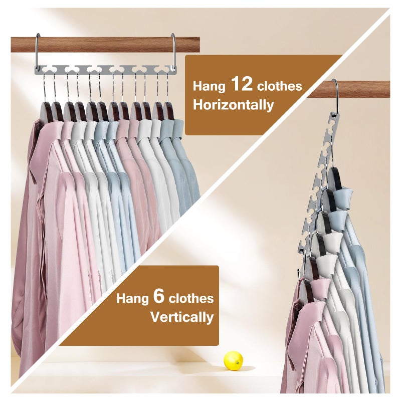 Sindax Space Saving Hangers for Clothes 6 Pack, Sturdy Metal Hangers Wardrobe Organizer, Magic Cascading Hanger, Closet Space Saver Closet Organizers and Storage - Image 2