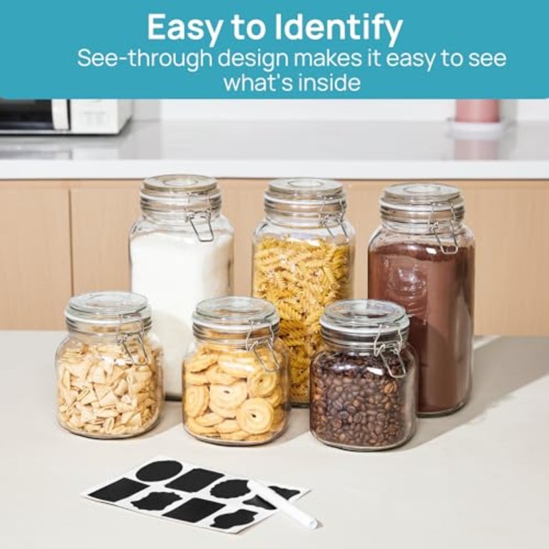 3 Pack 34oz/1.01L Glas Food Storage Jars with Airtight Clamp Lids - Image 5