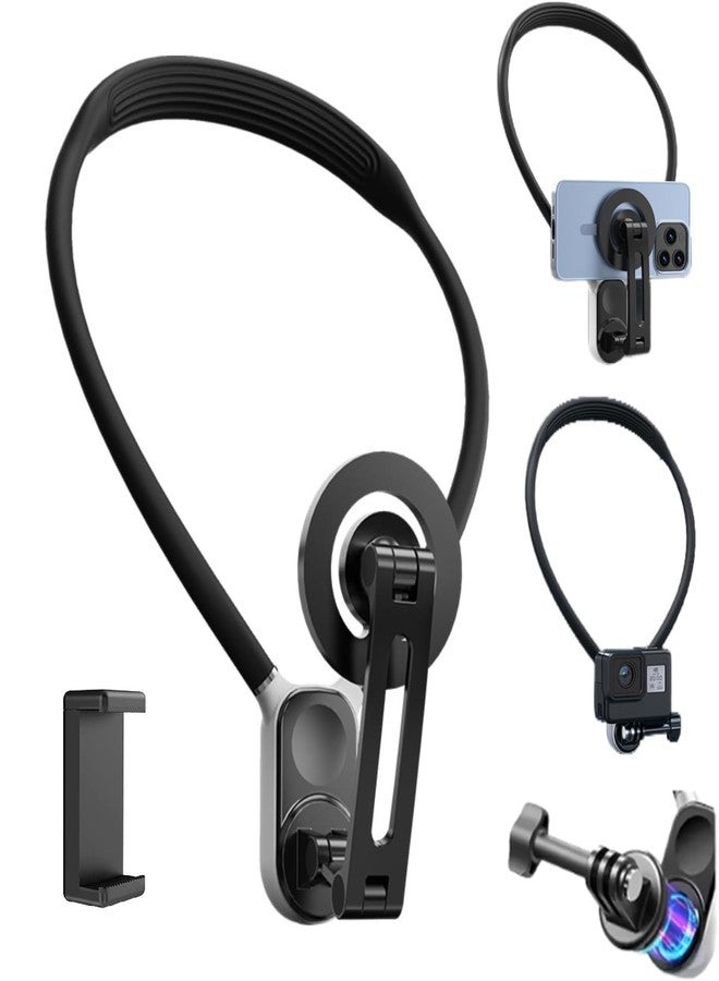 ADOFYS 3 in 1 POV Camera Magnetic Neck Phone Holder with Mount for GoPro and Universal Phone Clip, Chest Mount Handfree Vlog POV Recording for Magsafe iPhone 15 14 13 12 Pro Max Plus Mini All Android - Image 1