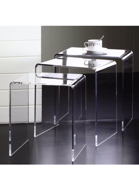 Lamsit Ibdaa Acrylic Nesting Tables Portable Coffee Table Side Adjustable