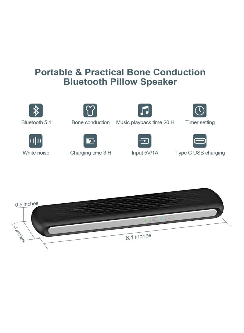 Excefore Pillow Speaker Bone Conduction Stereo, Mini Portable Bluetooth Sleep Stereo, Portable Pillow Speaker, Insomnia White Noise Machine, for Deep Sleeping, Side Sleepers (Black) - Image 2